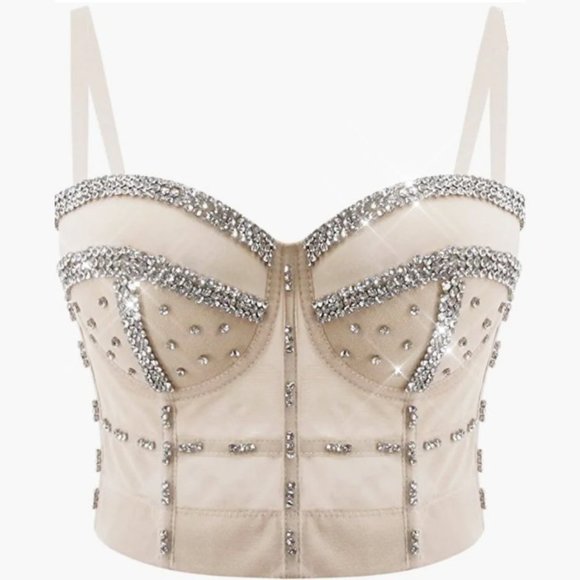 NEW Sparkling Bling Swarovski Crystal Rhinestone Bustier Bra Top + Gift! - Picture 2 of 10